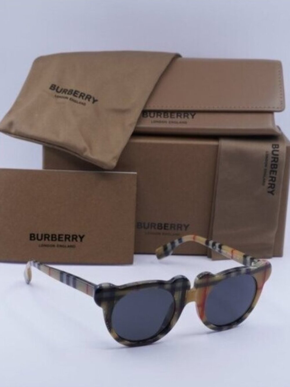 Burberry Kids JB4355 377887 Round Sunglasses - Vintage Check/Grey